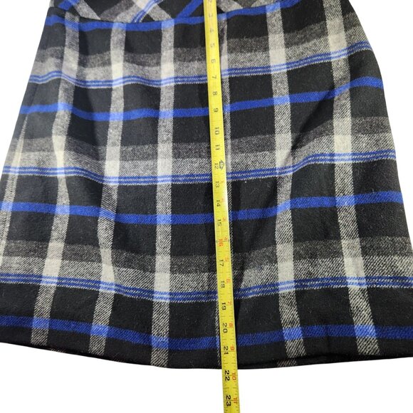 Talbots skirt Plaid Wool Blend Pencil Sz 10 Black Gray Blue career professional - Picture 6 of 6